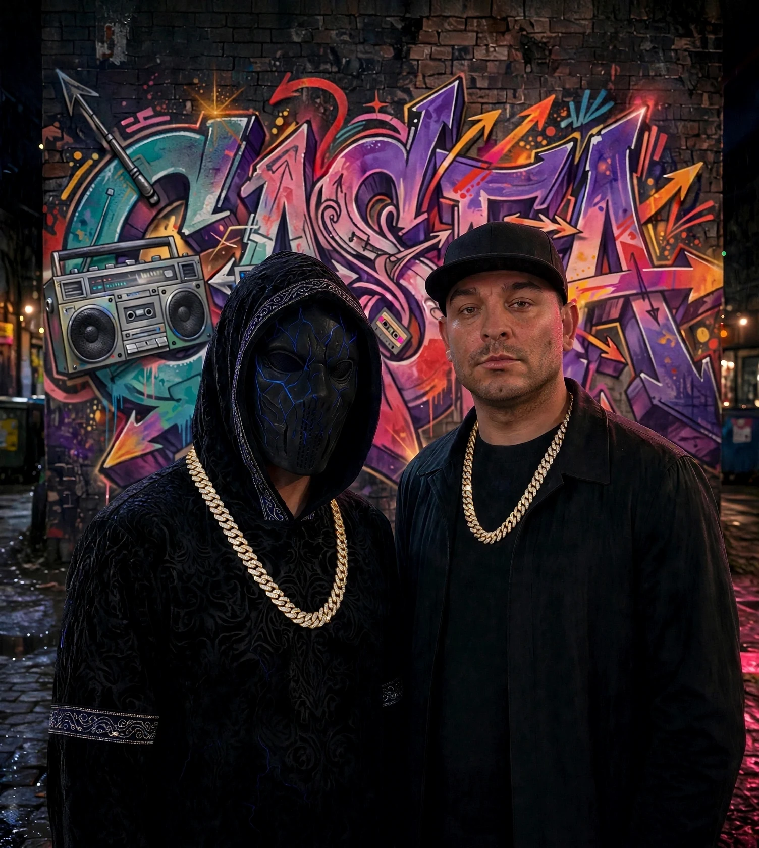Casea with Livewire in front of the CASEA graffiti wall