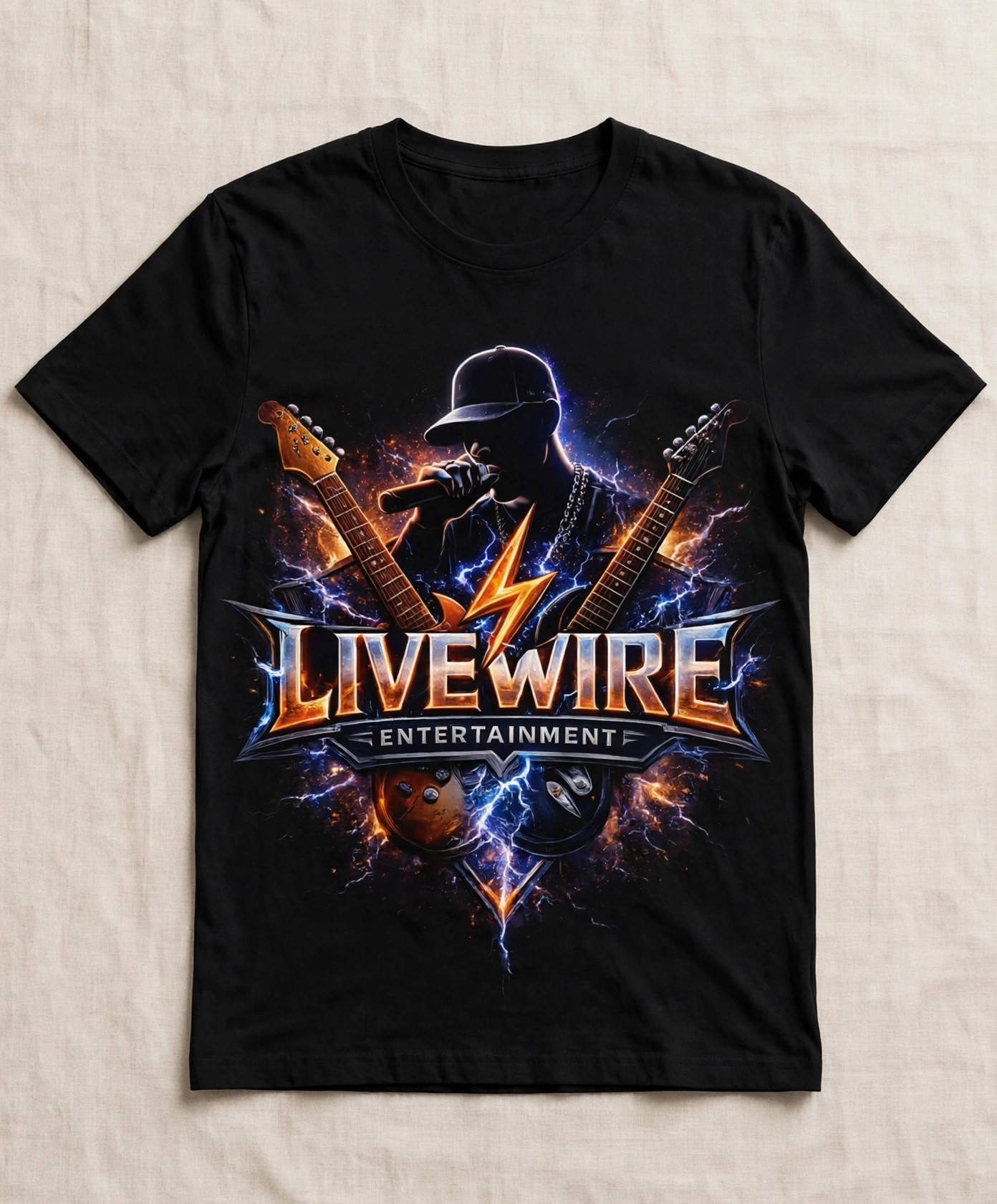 Guitar logo singer tee — Livewire Entertainment